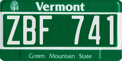 VT license plate ZBF741