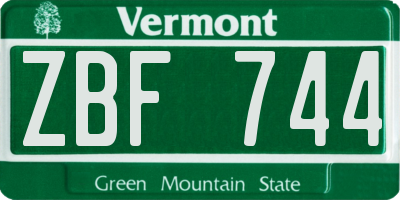 VT license plate ZBF744