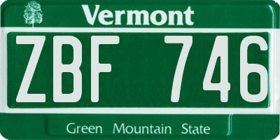 VT license plate ZBF746