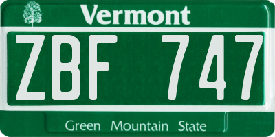 VT license plate ZBF747