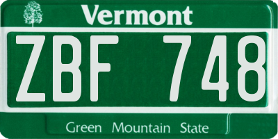 VT license plate ZBF748