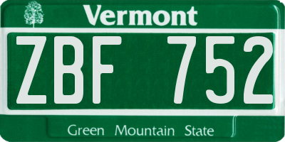 VT license plate ZBF752