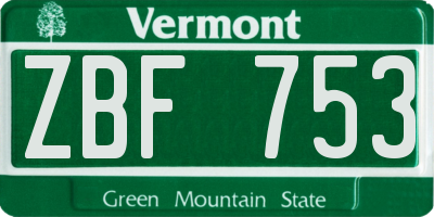 VT license plate ZBF753