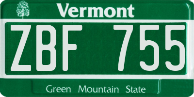 VT license plate ZBF755