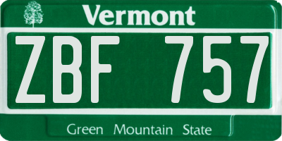 VT license plate ZBF757