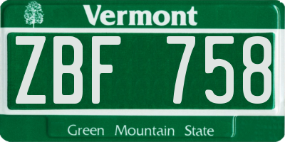 VT license plate ZBF758