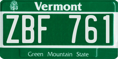 VT license plate ZBF761