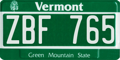 VT license plate ZBF765