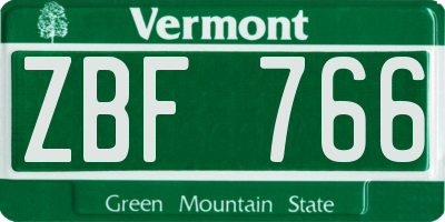 VT license plate ZBF766