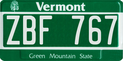 VT license plate ZBF767