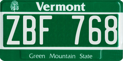 VT license plate ZBF768