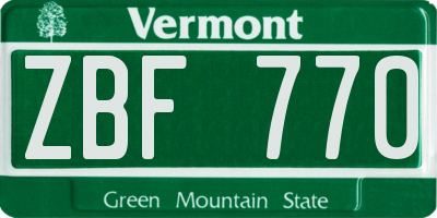 VT license plate ZBF770