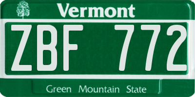 VT license plate ZBF772