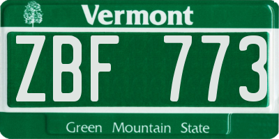 VT license plate ZBF773