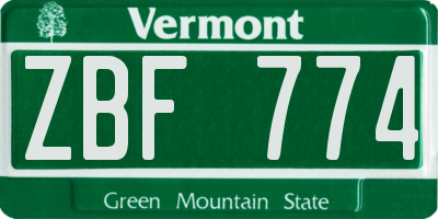 VT license plate ZBF774