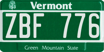 VT license plate ZBF776