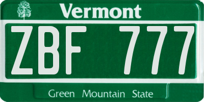 VT license plate ZBF777