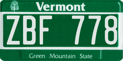 VT license plate ZBF778