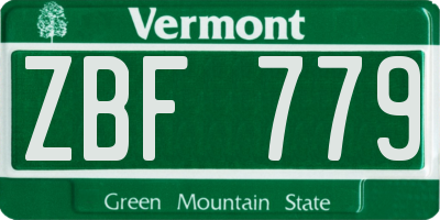 VT license plate ZBF779
