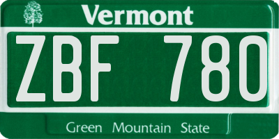 VT license plate ZBF780