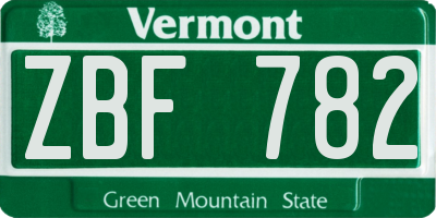 VT license plate ZBF782
