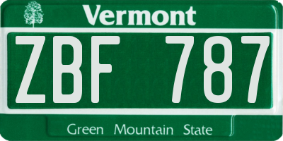 VT license plate ZBF787