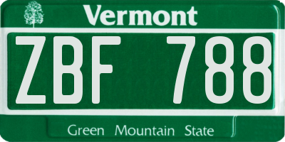 VT license plate ZBF788