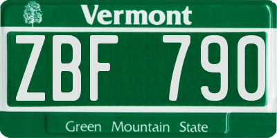 VT license plate ZBF790