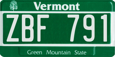 VT license plate ZBF791