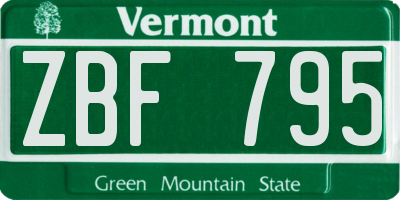 VT license plate ZBF795