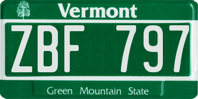 VT license plate ZBF797