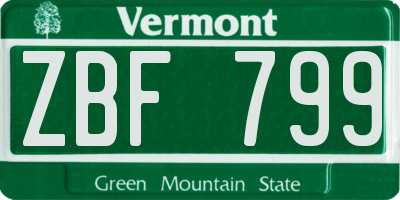VT license plate ZBF799