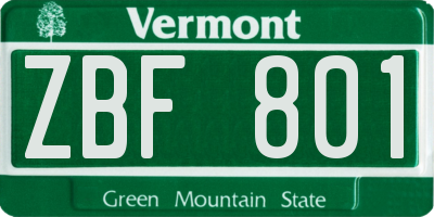 VT license plate ZBF801