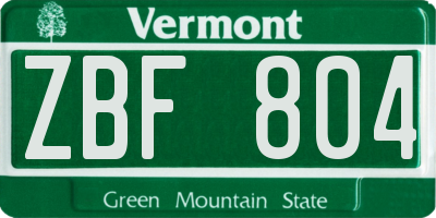 VT license plate ZBF804