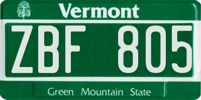 VT license plate ZBF805