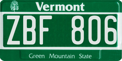 VT license plate ZBF806