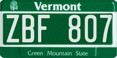 VT license plate ZBF807