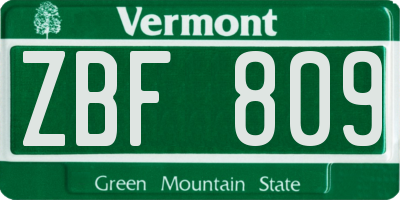 VT license plate ZBF809