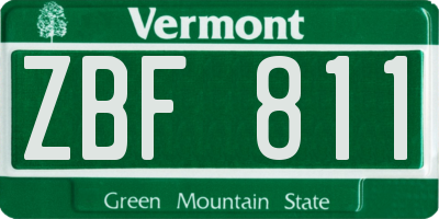 VT license plate ZBF811