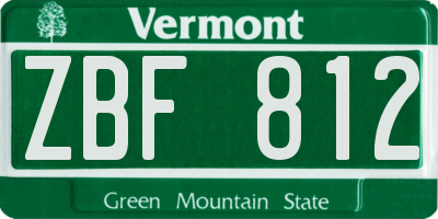 VT license plate ZBF812