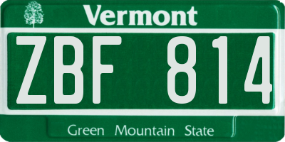 VT license plate ZBF814