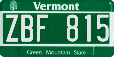 VT license plate ZBF815
