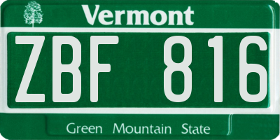 VT license plate ZBF816