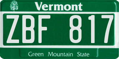 VT license plate ZBF817