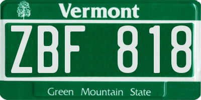 VT license plate ZBF818