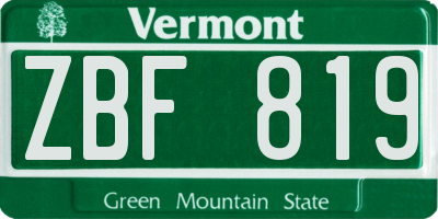 VT license plate ZBF819