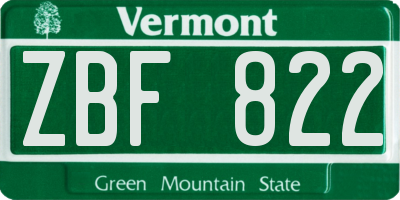 VT license plate ZBF822
