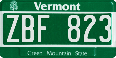 VT license plate ZBF823
