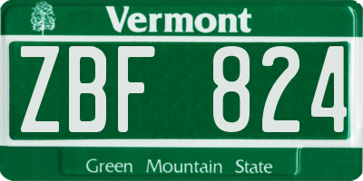 VT license plate ZBF824