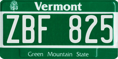 VT license plate ZBF825